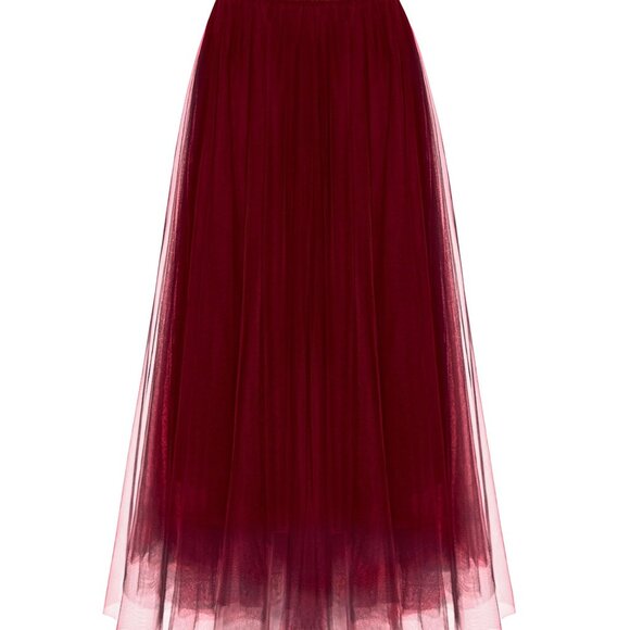 Dresses & Skirts - Women's 2-Layer Tulle Midi Skirt Elastic Waist A-Line Work Party